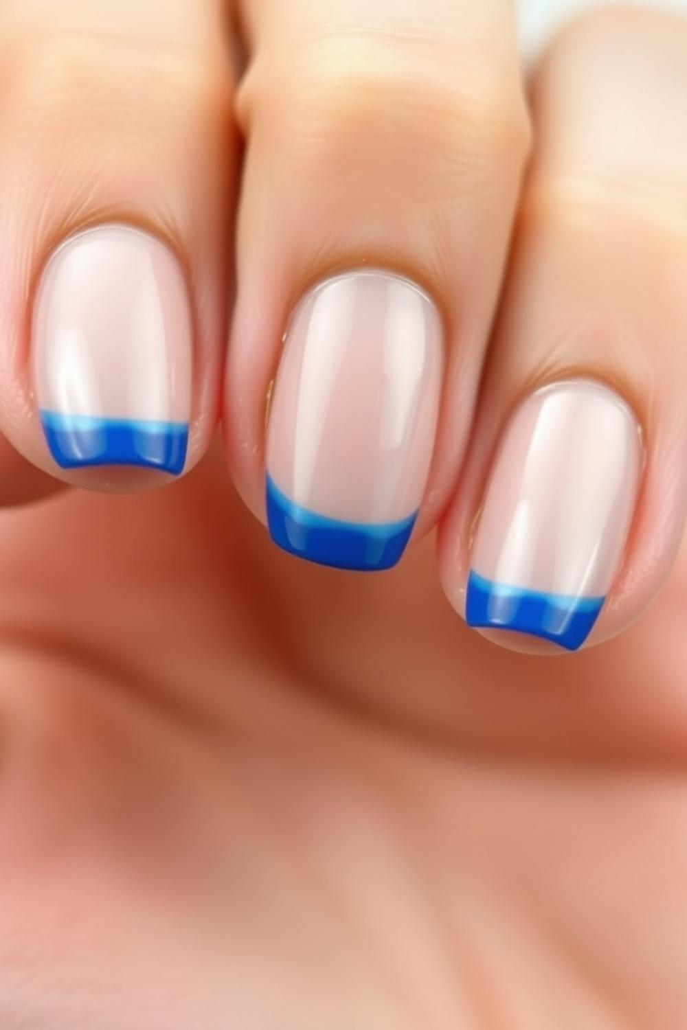 Electric cobalt blue micro French tip manicure.