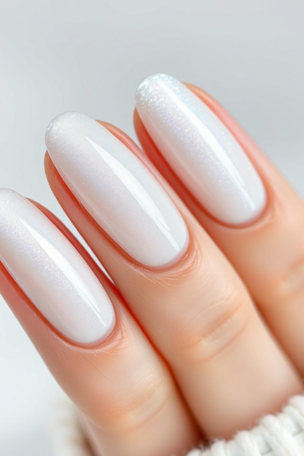 Glazed donut pearlescent nail art designs with iridescent pearl shimmer.