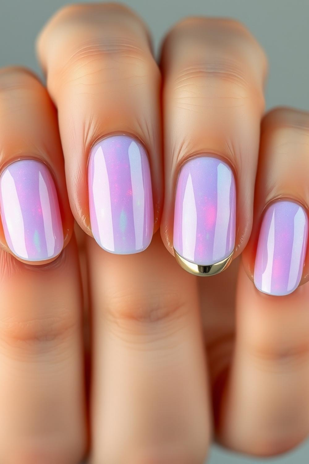 Iridescent opal shifting shimmer almond nails