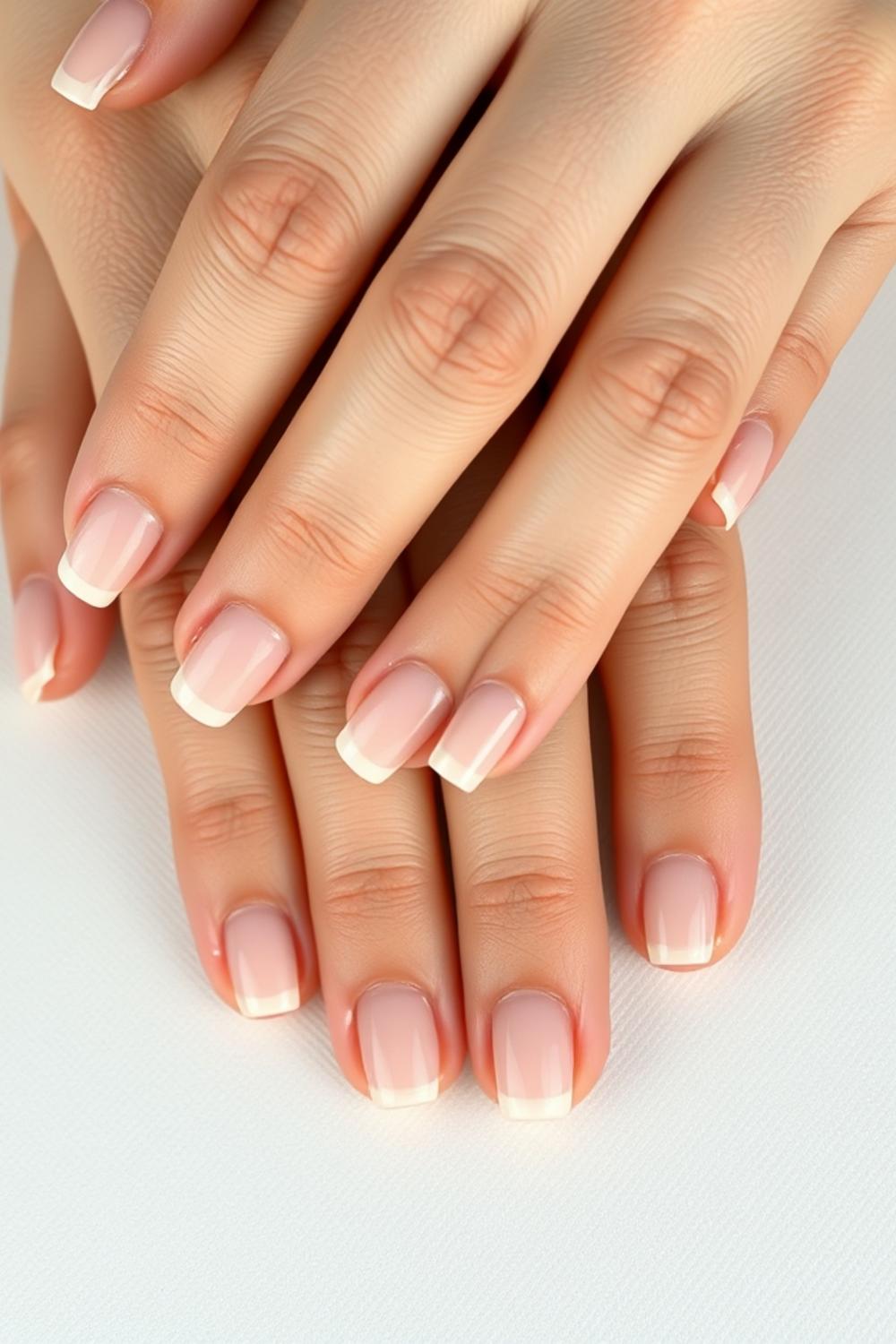 Modern minimalist micro French manicure