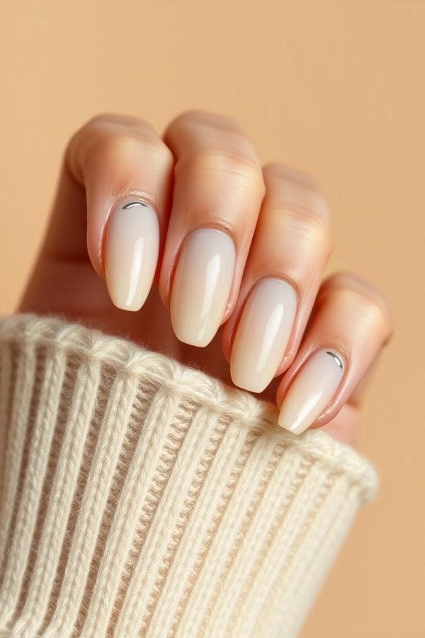 2 Easy Silver Chrome & Milky Nude Almond Nail Design Tips for Beginners This Fall